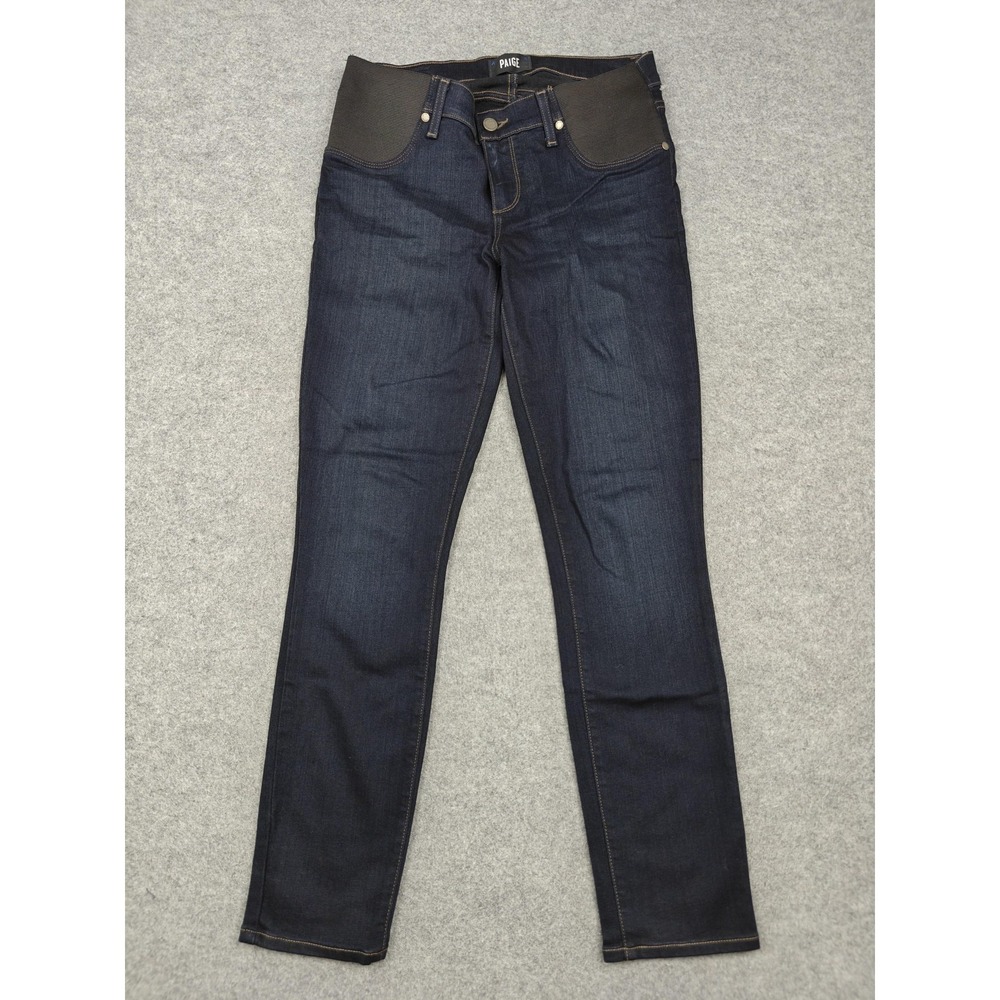 Paige Verdugo Ankle Maternity Jeans Womens 28 Blue Dark Wash Slim Stretch Denim